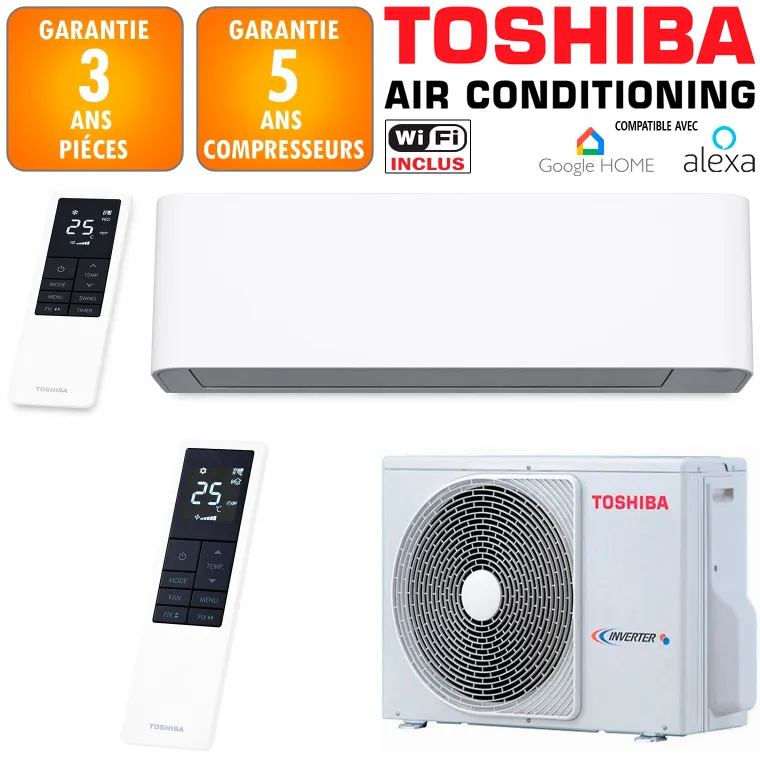 Climatiseur Mural Toshiba Shorai Curve 10 + RAS-10P2AVSG-E